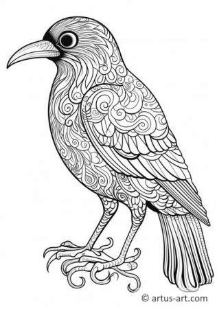 Awesome Crow Coloring Page For Kids