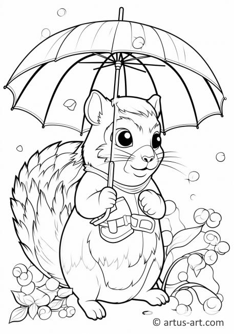 Cute Squirrel in Autumn Coloring Page