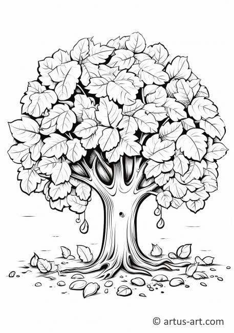 Ağaç Yaprak Dökme Boyama Sayfası