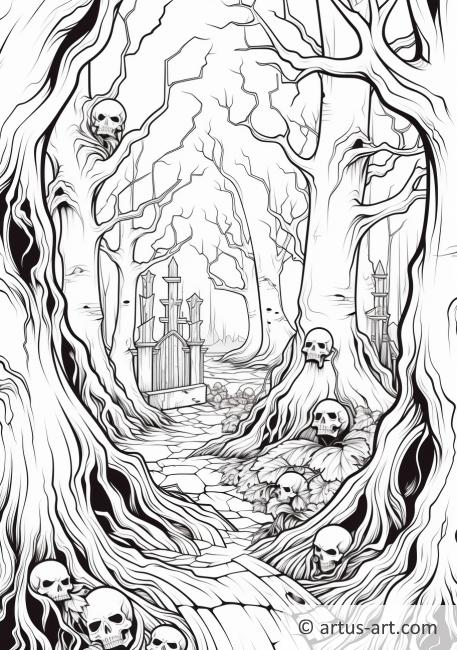 Kísértetekkel teli erdő színező oldal
