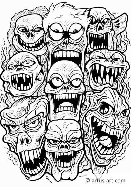 Horror Movie Monsters Coloring Page