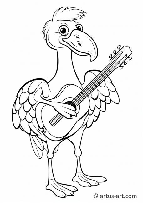 Flamingo soittaa kitaraa värityskuva