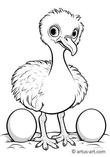 Ostrich Hatching Coloring Page