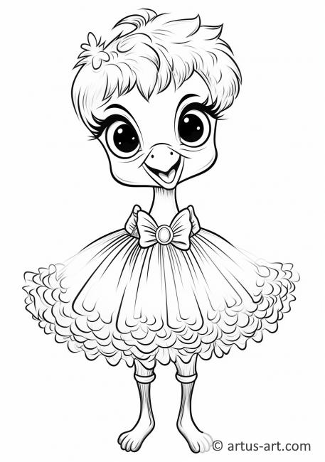 Ostrich Wearing a Tutu Coloring Page