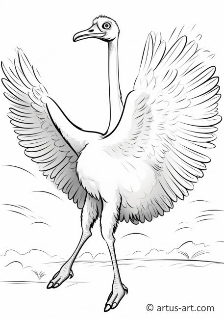Ostrich in Flight Coloring Page