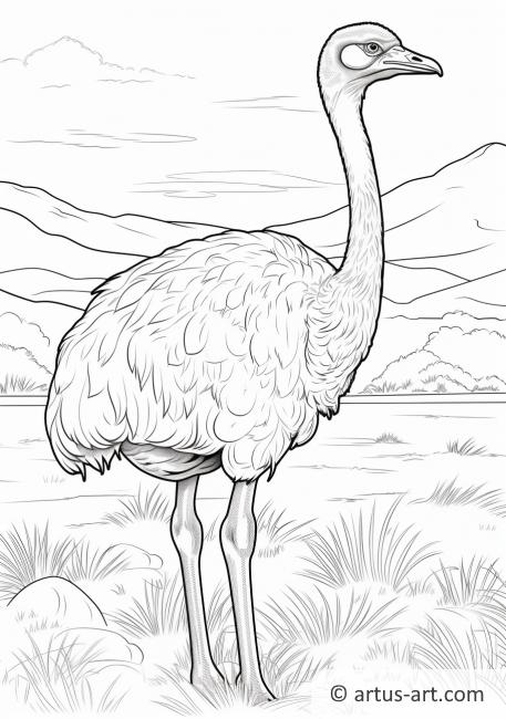 Ostrich in the Savannah Coloring Page