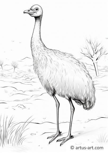 Ostrich in the Snow Coloring Page