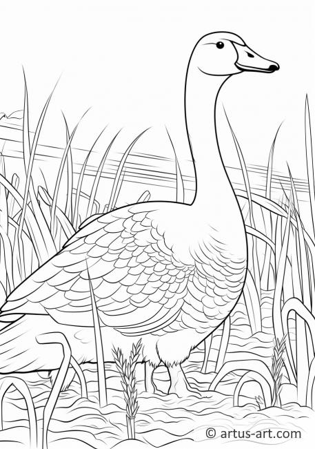 Goose in a Cornfield Coloring Page