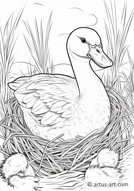 Goose in a Nest Coloring Page