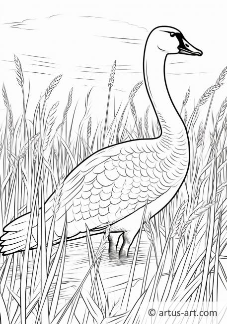 Goose in a Wheat Field Coloring Page