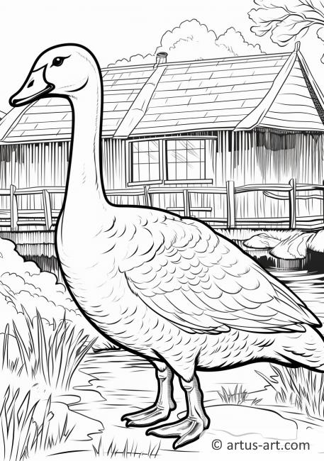 Goose in a Zoo Coloring Page