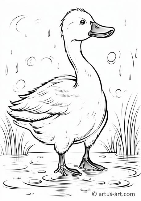 Goose in the Rain Coloring Page