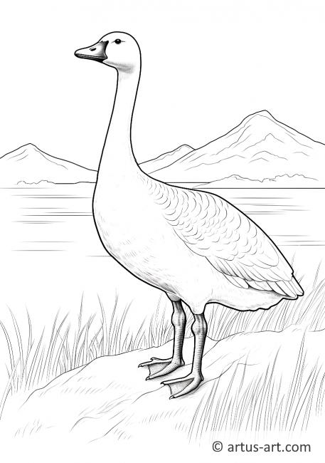 Goose on a Hill Coloring Page