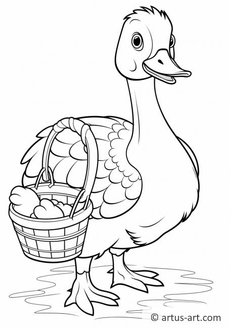 Goose with a Basket Coloring Page