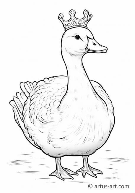 Goose with a Crown Coloring Page