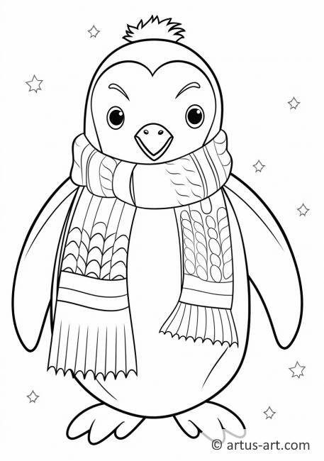 Süßer Pinguin mit Schal Ausmalbild