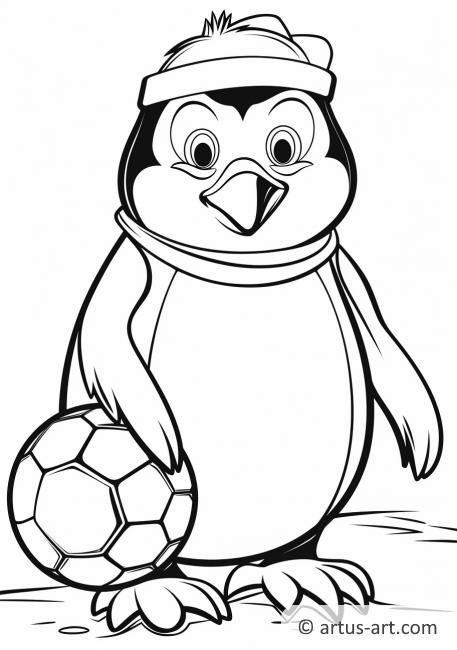 Pinguin mit Fußball Ausmalbild