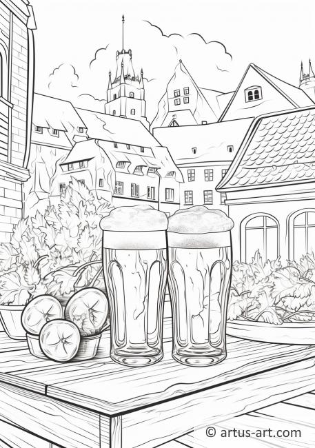 Beer Garden Scene Coloring Page