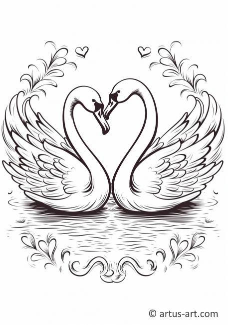Aşk Kuğuları Boyama Sayfası