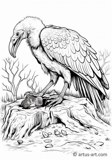 Vulture Feeding on a Carcass Coloring Page
