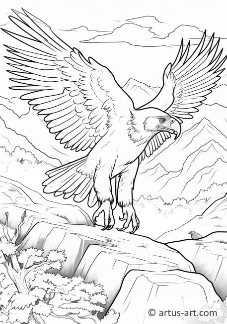 Vulture Landing on the Ground Coloring Page