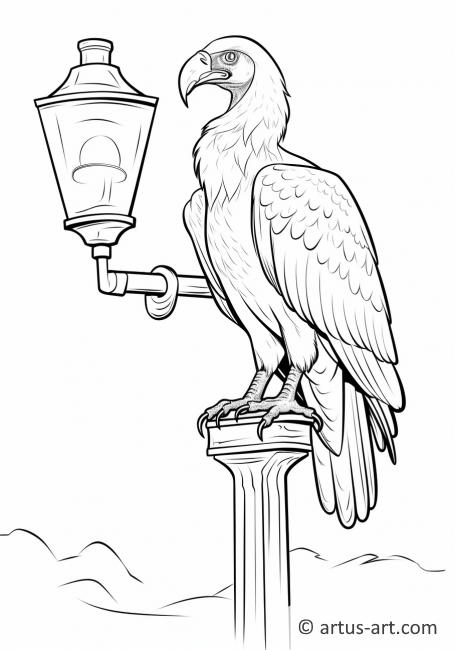 Vulture Perched on a Lamp Post Coloring Page