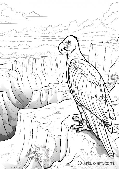 Vulture in a Canyon Coloring Page