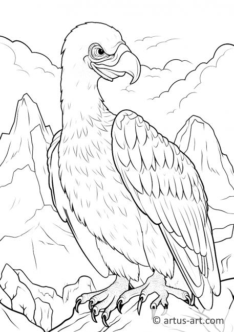 Vulture in a Volcano Coloring Page