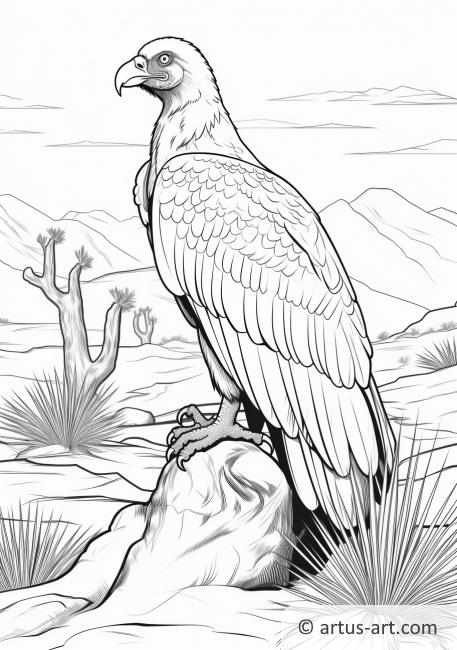 Vulture in the Desert Coloring Page