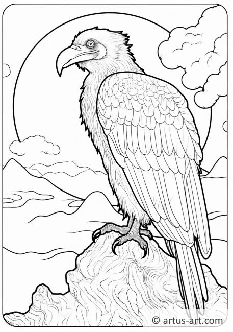 Vulture in the Moonlight Coloring Page