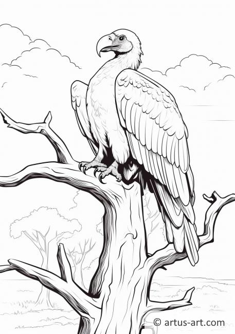 Vulture on a Dead Tree Coloring Page