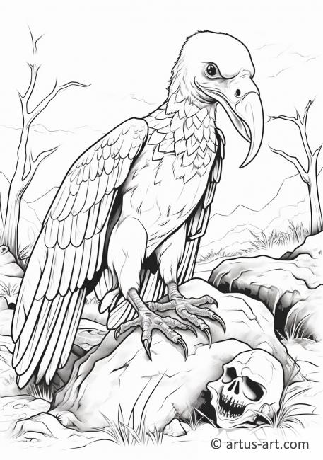 Avvoltoio con Ossa Raccolte Pagina da Colorare