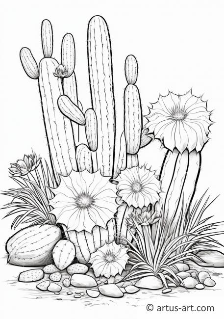 Ausmalbild von Salbei mit Kaktus