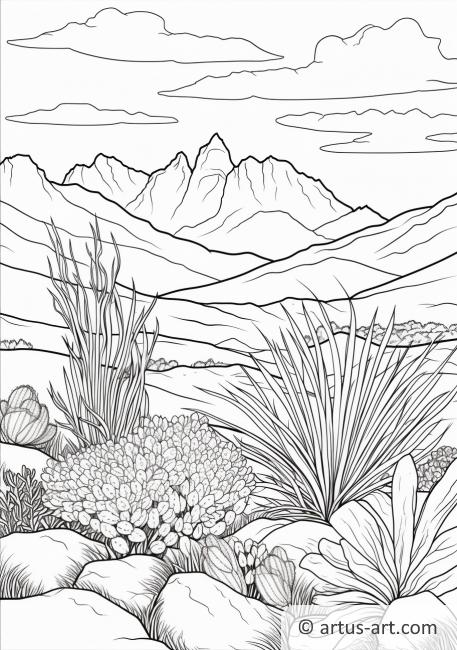 Sagebrush with Mountains Coloring Page