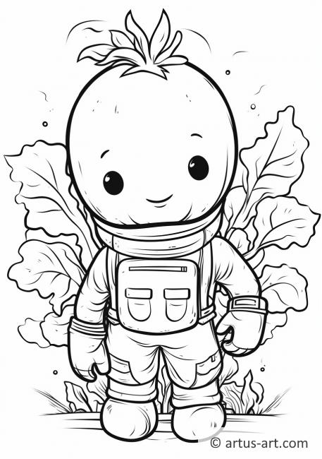 Turp Astronot Boyama Sayfası