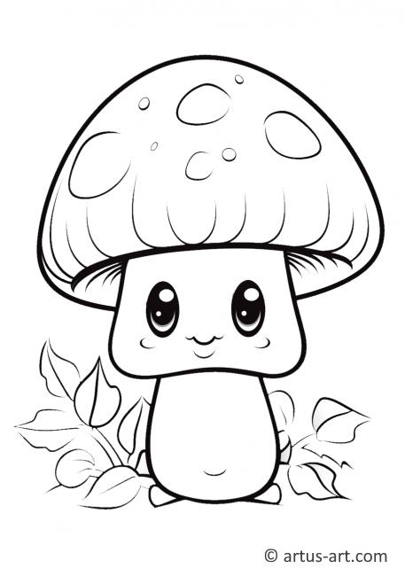 Cute Mushroom Coloring Page