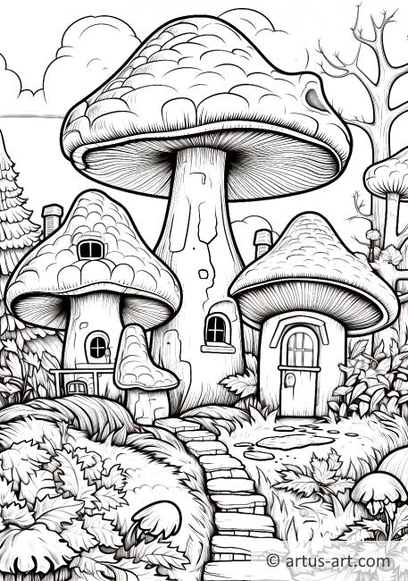 Mushroom Adventure Coloring Page