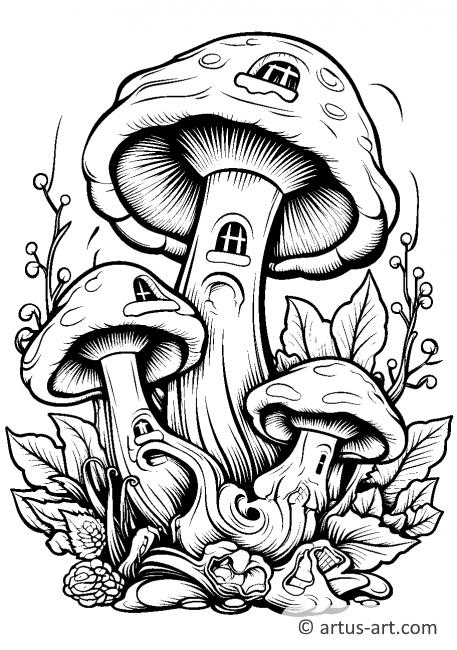 Mushroom Adventure Coloring Page