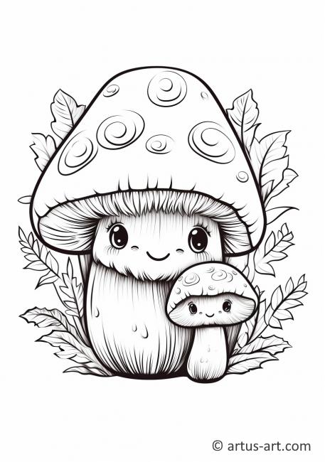 Mushroom Friends Coloring Page