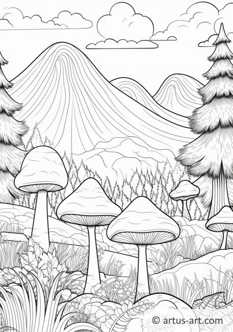 Mushroom Landscape Coloring Page