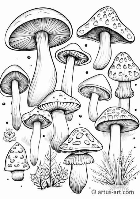 Mushroom Patterns Coloring Page