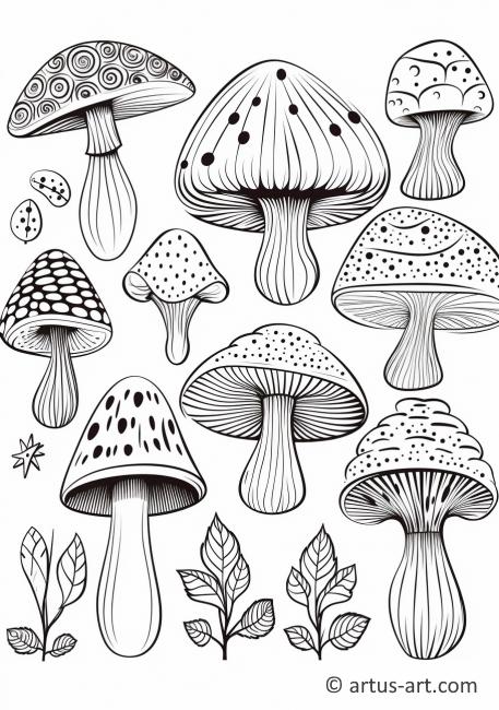 Mushroom Patterns Coloring Page
