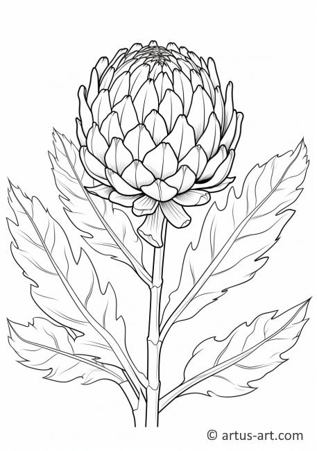 Artichoke with Leaves Coloring Page