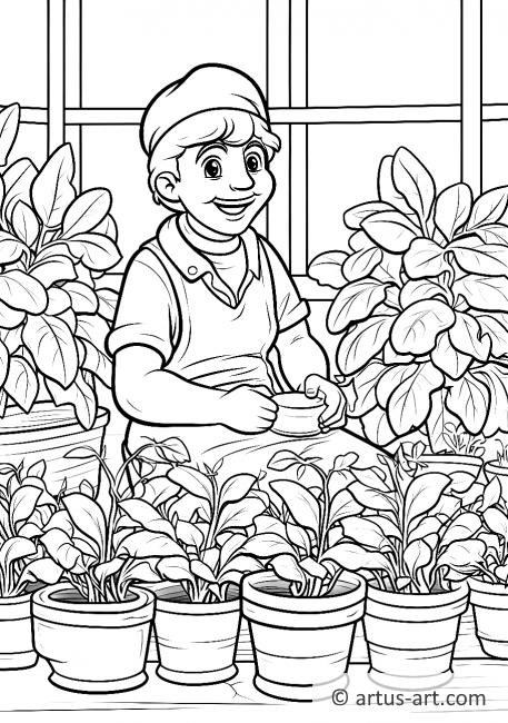 Basil in a Botanical Garden Coloring Page