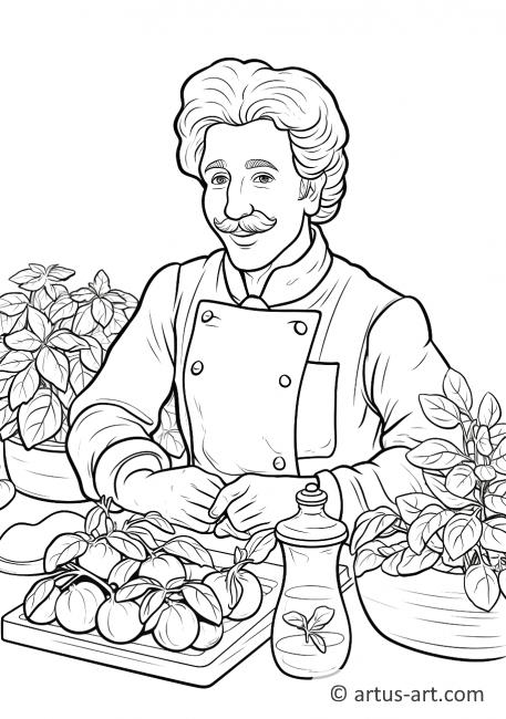 Basil in a Culinary Class Coloring Page