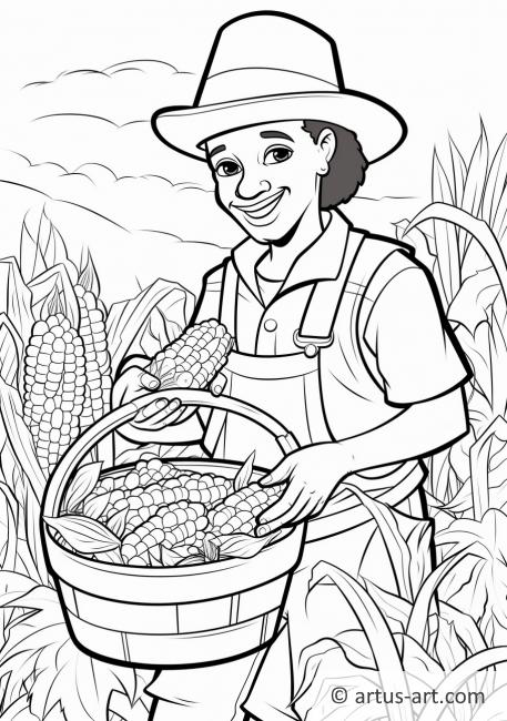 Página para colorear de la cosecha de maíz