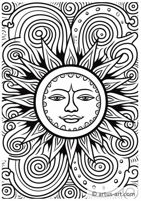Abstract Sun Coloring Page