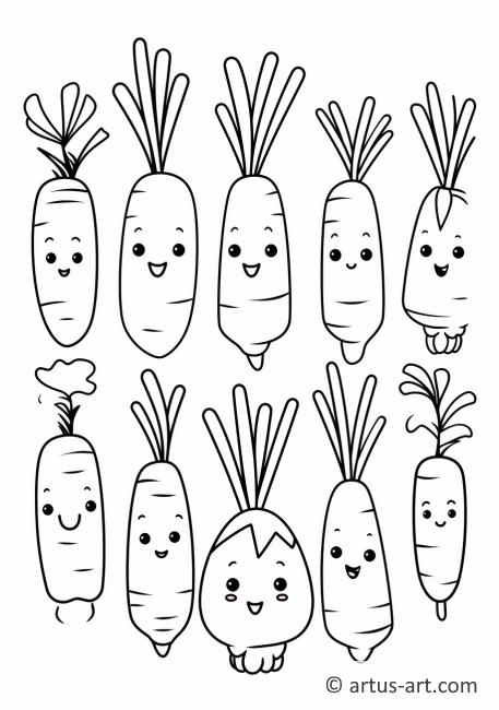 Page de coloriage de visages de carottes