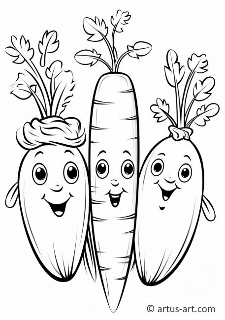 Рисунок для раскрашивания Морковные друзья