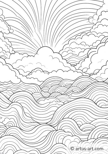 Página para Colorir Nuvens ao Amanhecer